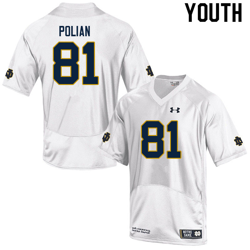 Youth #81 Jack Polian Notre Dame Fighting Irish College Football Jerseys Sale-White - Click Image to Close